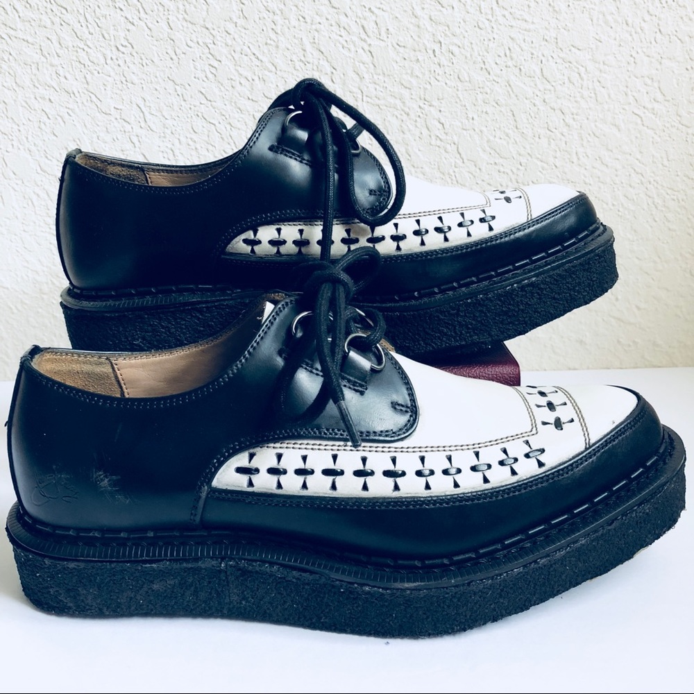 Men’s Black White Lace Up wingtip Platform Shoes